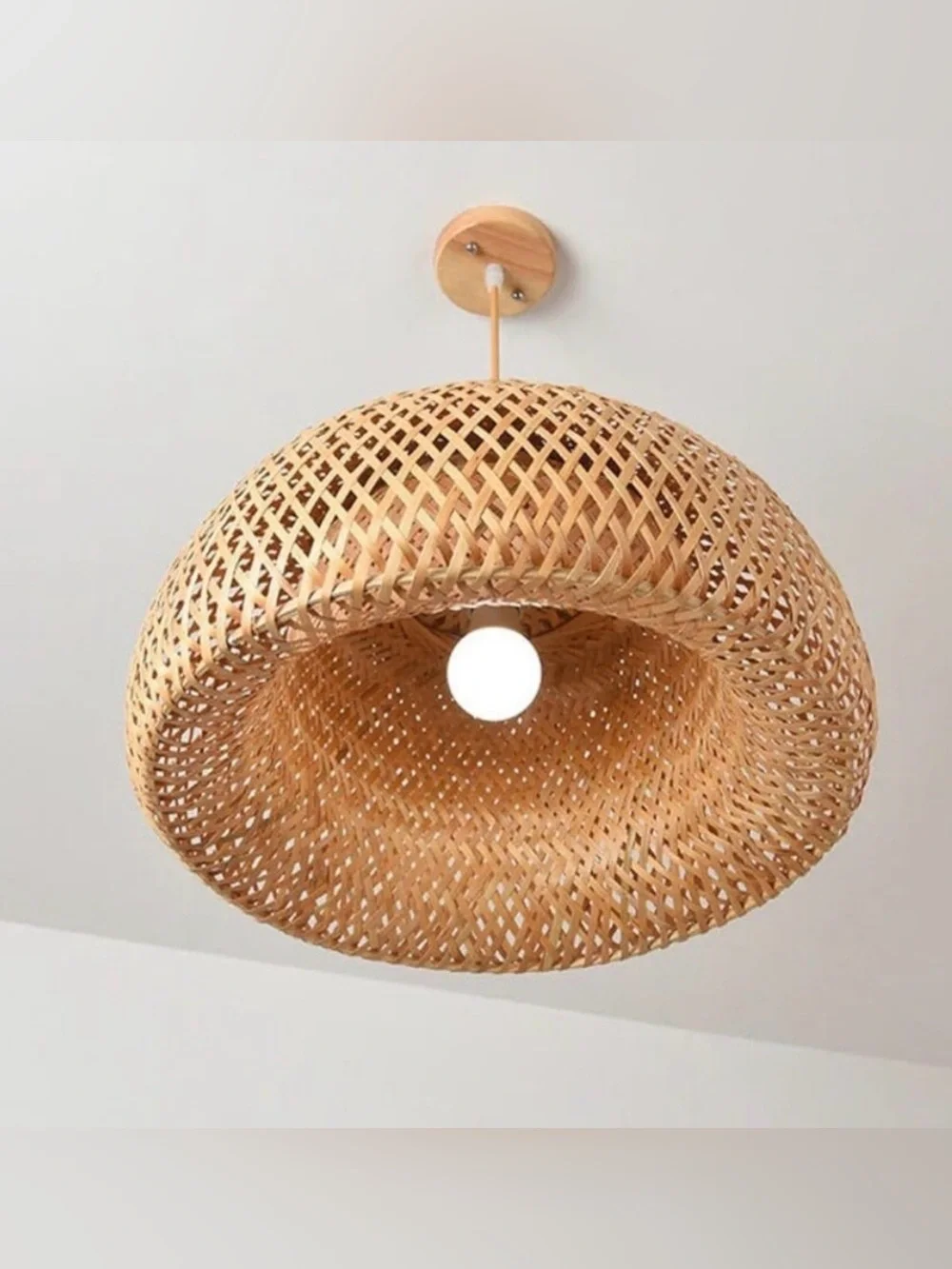 Nordic Bamboo Rattan Pendant Lamp Shades Boho Hanging Light Covers set of 2Two
